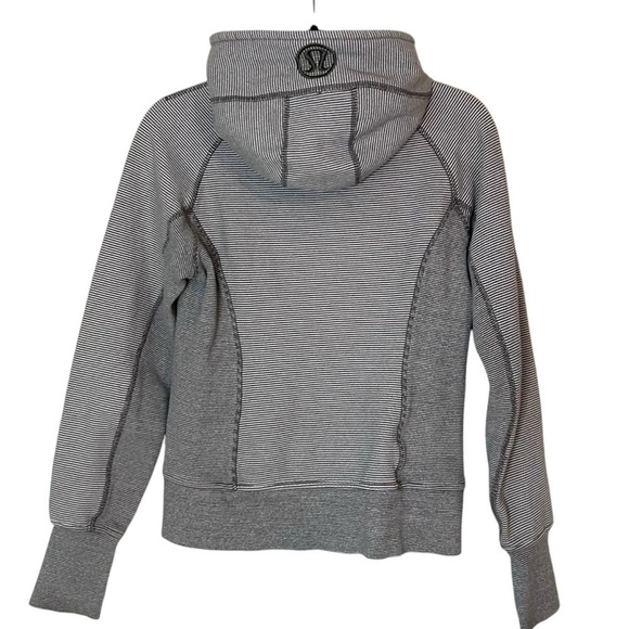 Lululemon Scuba Hoodie*Microstripe Full Zip Cotton Fleece Sweatshirt- Size 6 - Picture 9 of 14